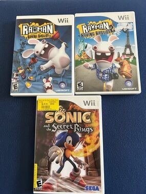 Wii Bundle Rayman Raving Rabbids 1 and 2 and Sonic game